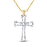 10kt Yellow Gold Womens Round Diamond Gothic Cross Pendant 1/4 Cttw