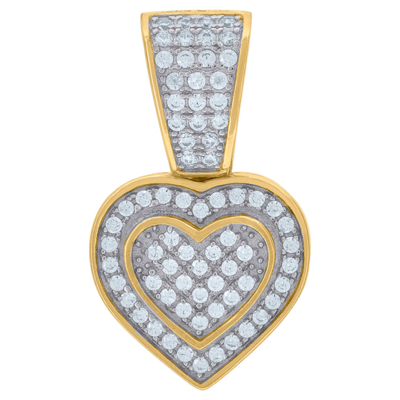 925 Sterling Silver Yellow-Tone Womens CZ Heart Charm Pendant
