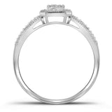 10kt White Gold Womens Round Diamond Square Cluster Ring 1/6 Cttw