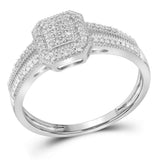 10kt White Gold Womens Round Diamond Square Cluster Ring 1/6 Cttw