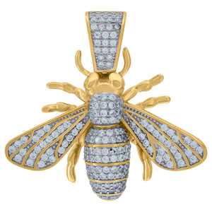 925 Sterling Silver Yellow-Tone Mens Cubic-Zirconia Bee Charm Pendant