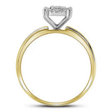 10kt Yellow Gold His Hers Round Diamond Cluster Matching Wedding Set 5/8 Cttw