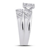 10kt White Gold His Hers Round Diamond Cluster Matching Wedding Set 1/3 Cttw