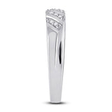 10kt White Gold His Hers Round Diamond Cluster Matching Wedding Set 1/3 Cttw