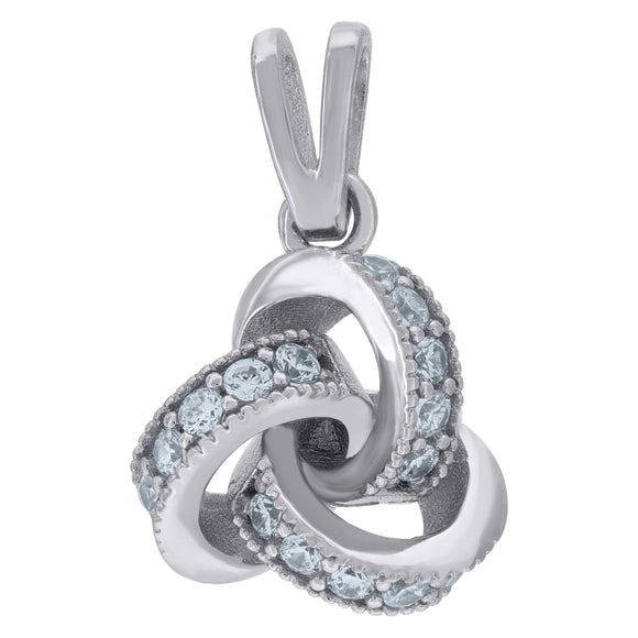 925 Sterling Silver Womens Cubic-Zirconia Love Knot Charm Pendant
