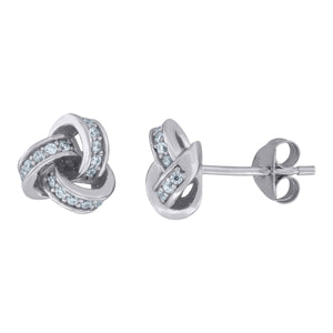 925 Sterling Silver Womens Cubic Zirconia Love Knot Stud Earrings
