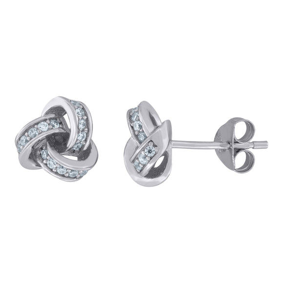 925 Sterling Silver Womens Cubic Zirconia Love Knot Stud Earrings