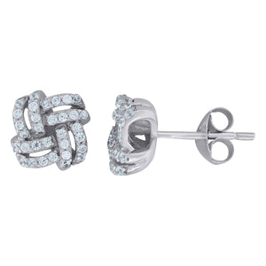 925 Sterling Silver Womens Cubic Zirconia Love Knot Stud Earrings