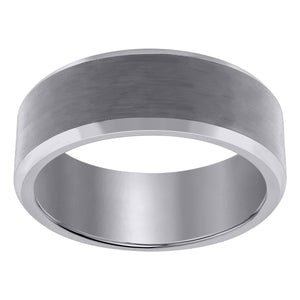 Tungsten Mens Beveled Edges Brushed Comfort-fit Wedding Band 8mm Size-7