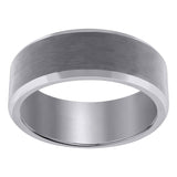 Tungsten Mens Beveled Edges Brushed Comfort-fit Wedding Band 8mm Size-12.5