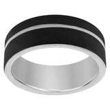 Tungsten Black Mens Beveled Edge Comfort-fit Wedding Band 8mm Size-11.5
