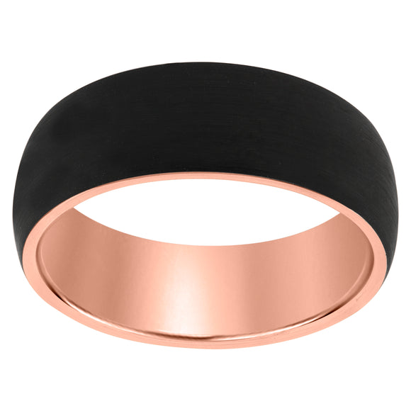 Tungsten Black Rose Tone Mens Beveled Edges Comfort-fit Wedding Band 8mm Size-7