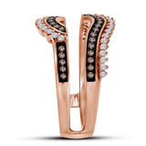 14kt Rose Gold Womens Round Brown Diamond Wrap Ring Guard Enhancer 3/8 Cttw