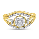 10kt Yellow Gold Round Diamond Bridal Wedding Ring Band Set 1/3 Cttw