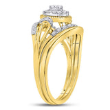 10kt Yellow Gold Round Diamond Bridal Wedding Ring Band Set 1/3 Cttw