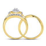 10kt Yellow Gold Round Diamond Bridal Wedding Ring Band Set 1/3 Cttw