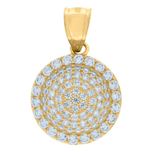 10kt Yellow Gold Unisex Cubic-Zirconia Fashion Round Cluster Charm Pendant