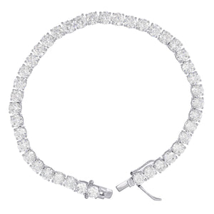 925 Sterling Silver Women Cubic Zirconia Tennis 3mm Bracelet Size 7 Inches