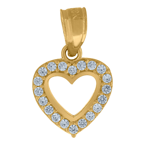 10kt Yellow Gold Women Cubic-zirconia Love Heart Pendant
