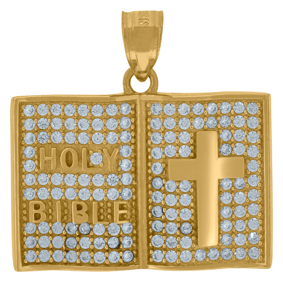 10kt Yellow Gold Unisex Cubic Zirconia Cubic-zirconia Holy Book Religious Charm Pendant
