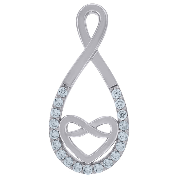 925 Sterling Silver Womens Cubic-Zirconia Infinity Charm Pendant