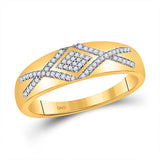 10kt Yellow Gold His Hers Round Diamond Cluster Matching Wedding Set 1/2 Cttw