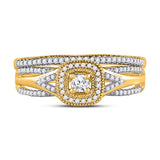 10kt Yellow Gold Round Diamond Bridal Wedding Ring Band Set 1/3 Cttw