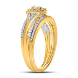 10kt Yellow Gold Round Diamond Bridal Wedding Ring Band Set 1/3 Cttw