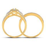 10kt Yellow Gold Round Diamond Bridal Wedding Ring Band Set 1/3 Cttw