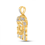 10k Yellow Gold Mens Diamond Jesus Face Charm Pendant 1/2 Cttw