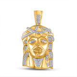 10k Yellow Gold Mens Diamond Jesus Face Charm Pendant 1/2 Cttw
