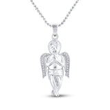 Sterling Silver Mens Round Diamond Angel Angel Cherub Charm Pendant 1/20 Cttw