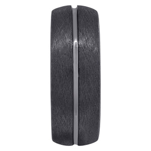 Tungsten Mens Grooved Edge Matt Finish Comfort-fit Wedding Band 8mm Size-7