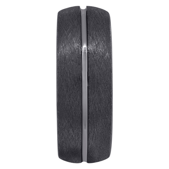 Tungsten Mens Grooved Edge Matt Finish Comfort-fit Wedding Band 8mm Size-7