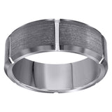 Tungsten Mens Notched Satin Brushed Comfort-fit Anniversary Band 8mm Size-7