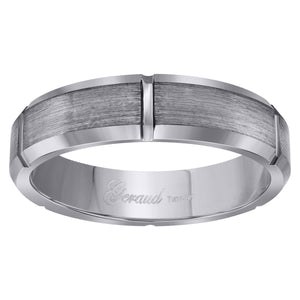 Tungsten Mens Notched Satin Brushed Comfort-fit Anniversary Band 6mm Size-7