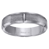 Tungsten Mens Notched Satin Brushed Comfort-fit Anniversary Band 6mm Size-9
