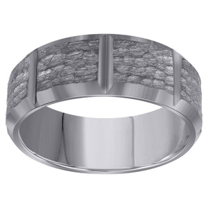 Tungsten Mens Hammered Comfort-fit Wedding Band 8mm Size-7