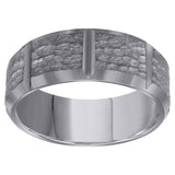 Tungsten Mens Hammered Comfort-fit Wedding Band 8mm Size-10