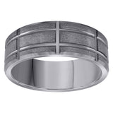 Tungsten Mens Notched Satin Comfort-fit Anniversary Band 8mm Size-11