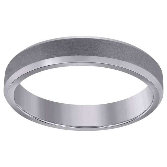 Titanium Mens Brushed Beveled Edge Comfort Fit Wedding Band 4mm Size 7