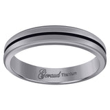 Titanium Black Tone Mens Grooved Center Ridged Edge Comfort Fit Wedding Band 4mm Size 9