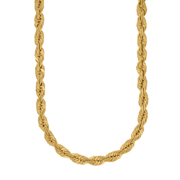 10kt Yellow Gold Unisex Solid Rope Chain 8mm 22