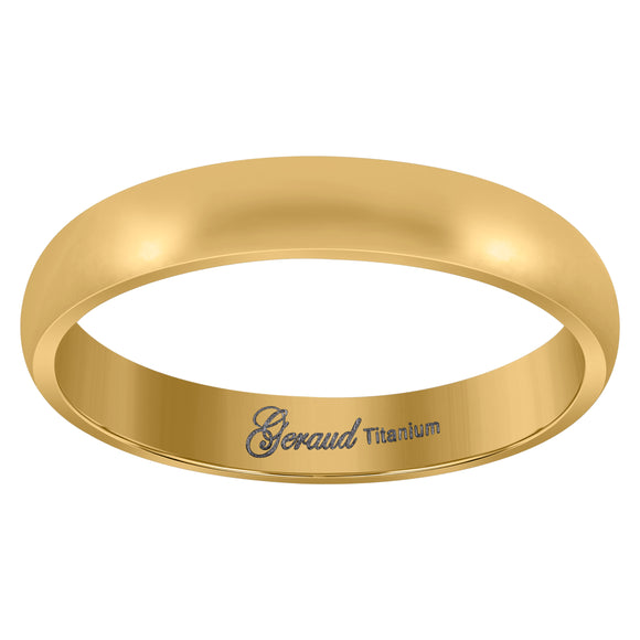 Titanium Yellow Tone Mens Domed Comfort Fit Wedding Band 4mm Size 7