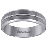 Titanium Mens Brushed Grooved Center Beveled Edge Comfort Fit Wedding Band 7mm Size 12