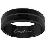 Titanium Mens Grooved Center Beveled Edge Comfort Fit Wedding Band 7mm Size 9.5