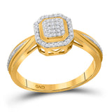 10kt Yellow Gold Womens Round Diamond Octagon Cluster Ring 1/10 Cttw