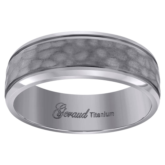 Titanium Mens Brushed Hammered Comfort Fit Wedding Band 8mm Size 8
