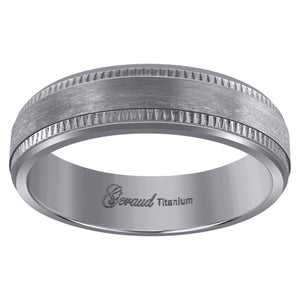 Titanium Mens Brushed Textured Ridged Grooved Comfort Fit Wedding Band 6mm Size 7