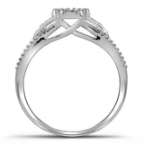 10kt White Gold Round Diamond Cluster Bridal Wedding Engagement Ring 1/6 Cttw